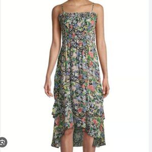 NWT Parker Valencia Floral Print Silk Blend High-Low Midi Dress XS